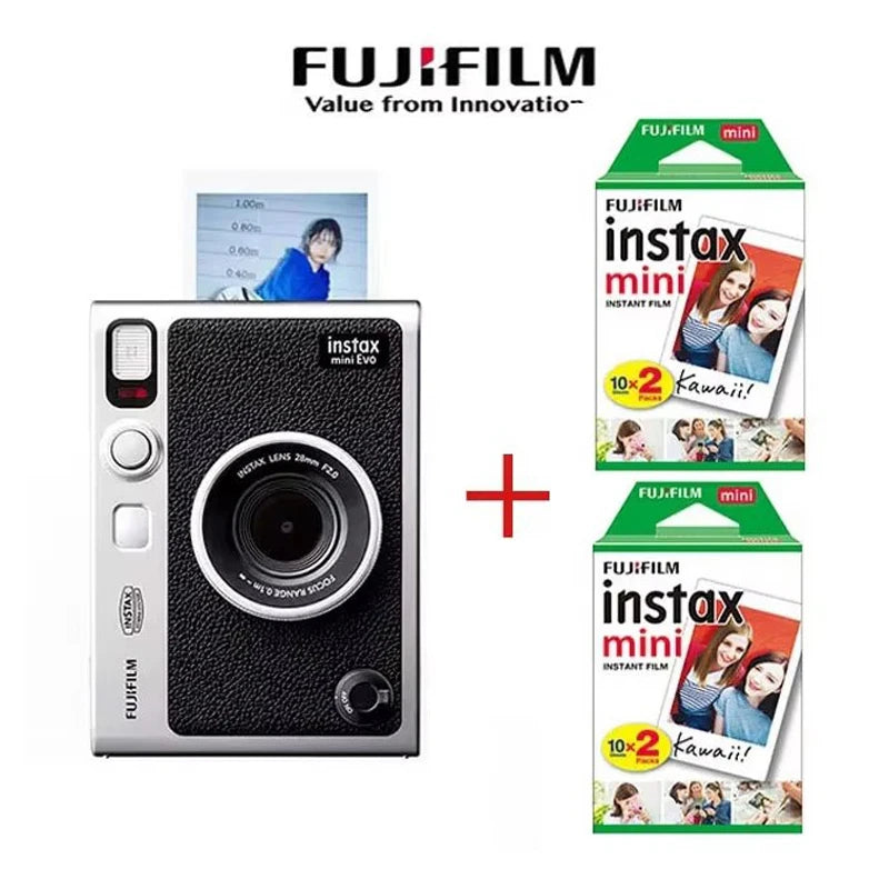 Original Fujifilm Instax Mini Evo Camera Fuji Instant Camera Smartphone Photos Print Camera Optional White Film 20/40 sheets